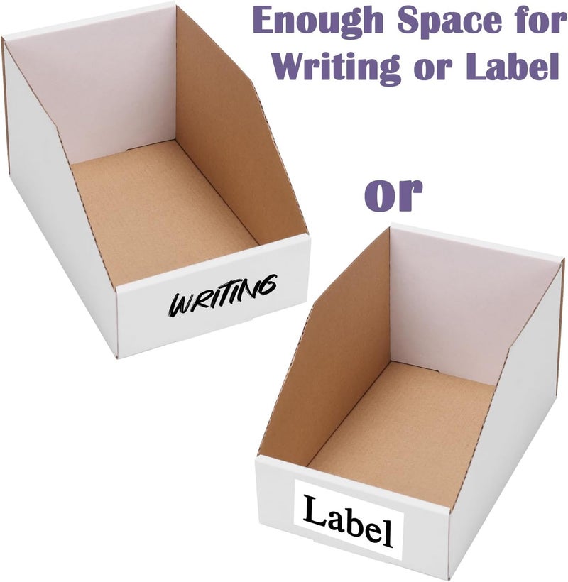 EXYGLO Cardboard Storage Bins 35 Pack, 9.4x4x4.5 Inch Cardboard Boxes, Corrugated Organizer Bins for Pantry, Shelves, Garage, Office, Shop, White - Image 4